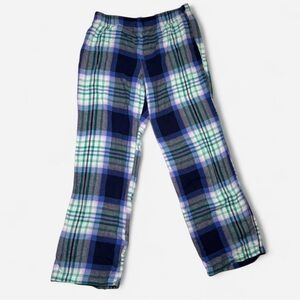 Plaid Pajama Bottoms - Navy and Green